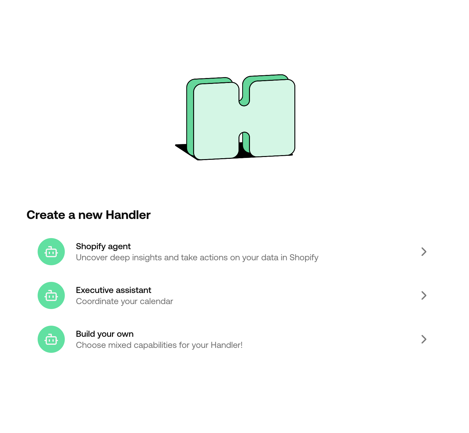Template selection screen